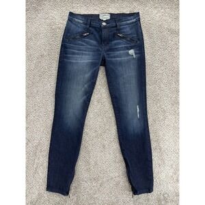 Current / Elliott Jeans Womens 27 Blue Silverlake Moto Ankle Zip Sargent Destroy